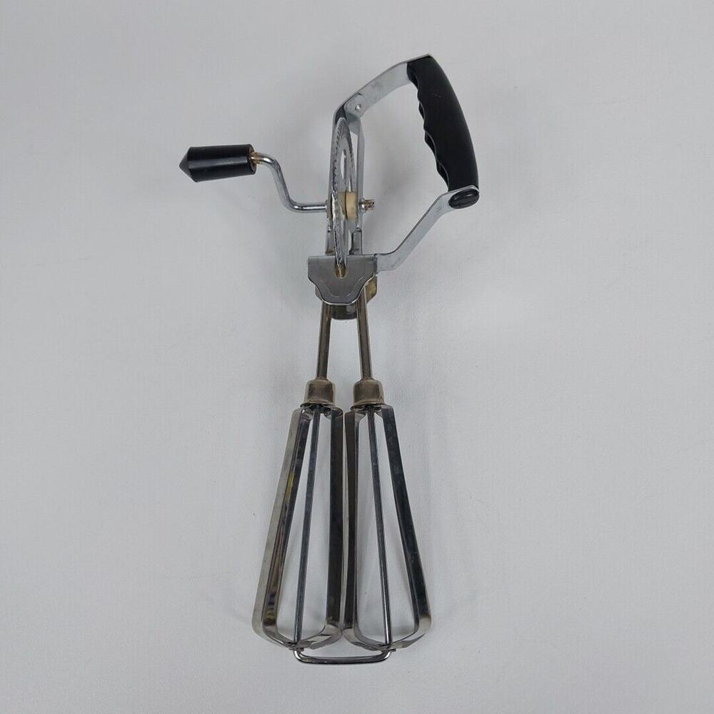 Vintage Black Handled Egg Beater Hand Mixer Kitchen Utensil‎ Crank Whisk
